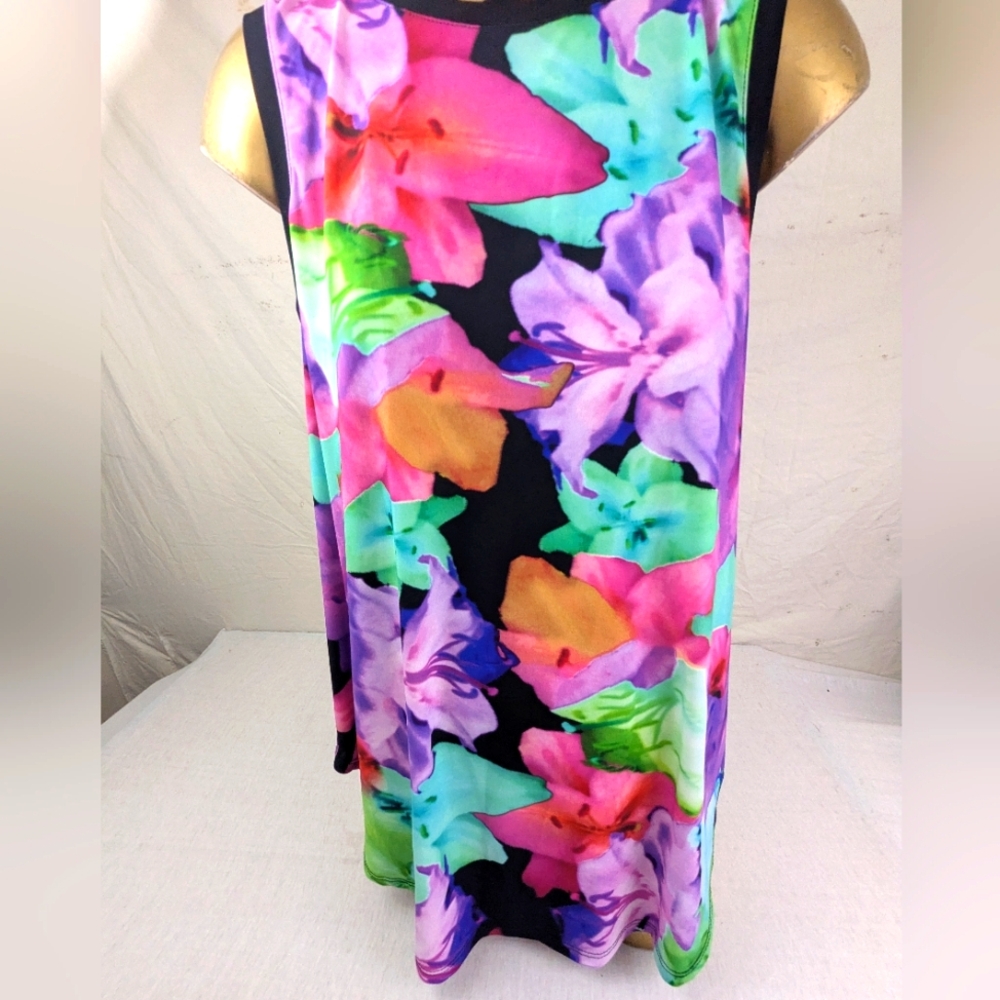 Joseph Ribkoff Floral Multicolor Sleeveless Tunic  Size 12